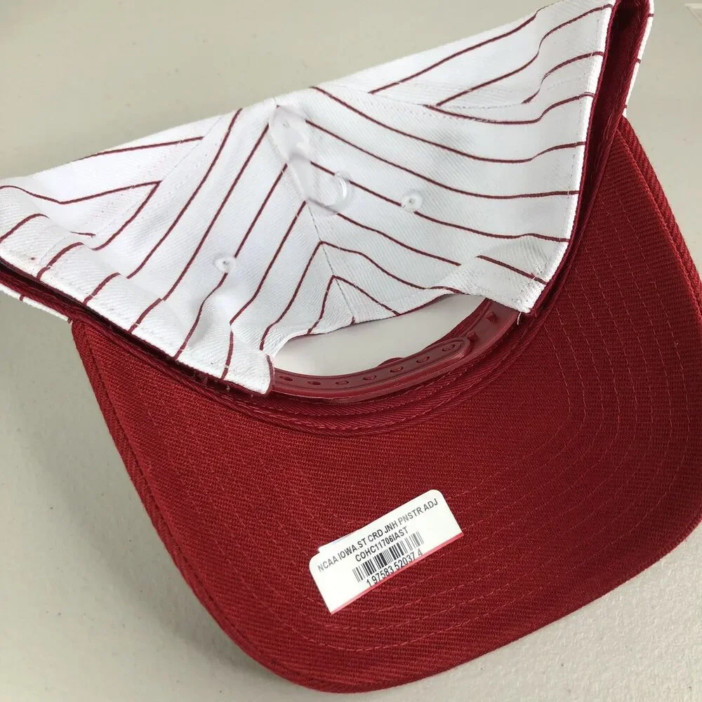 Iowa State Cyclones Hat Cap Snap Back White Red‎ Pinstripe NCAA Adjustable NWT